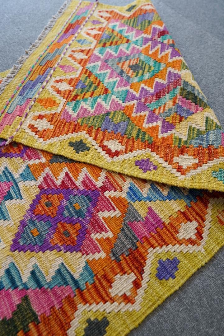 191×60cm アフガニスタン手織り キリム　ランナー　トライバルラグ