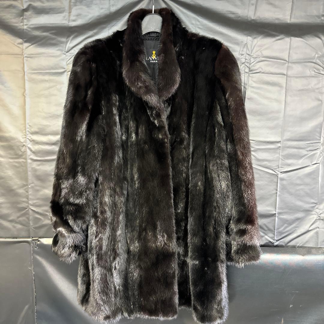 LANVIN SAGA MINK サガミンク 銀ラベル　サガミンクコート黒