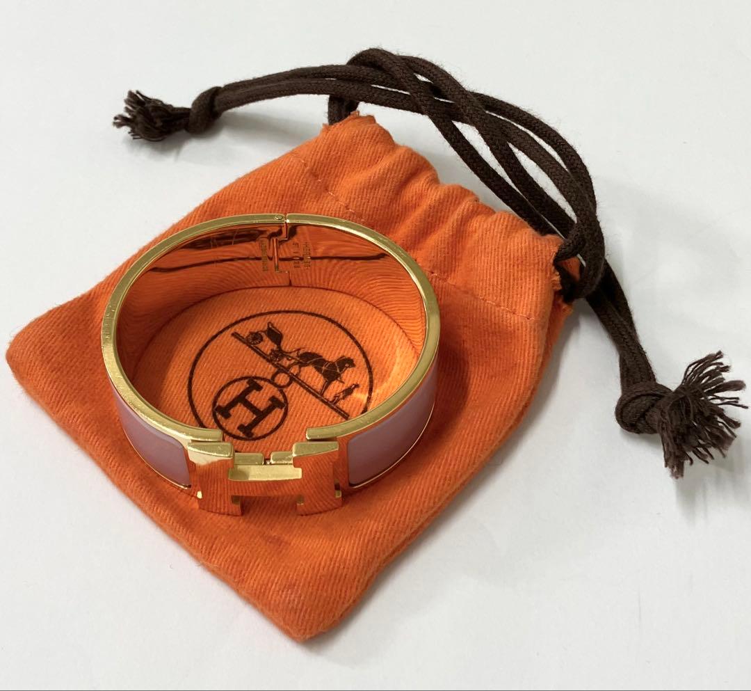 HERMES エルメス クリッククラック PM バングル ピンク ゴールド