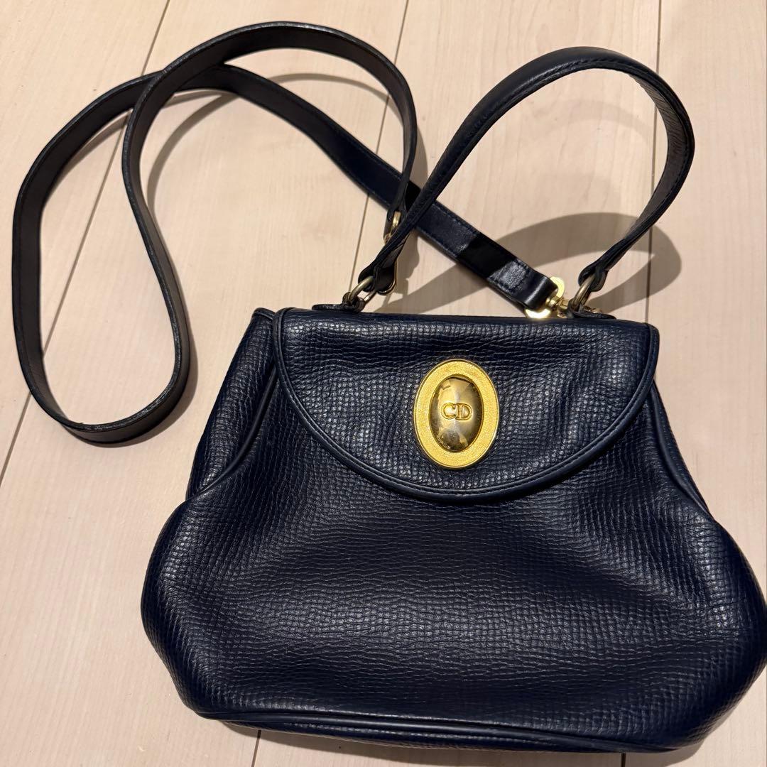 クリスチャンディオール/ヴィンテージ/オーバル金具付き2WAYレザーバッグ