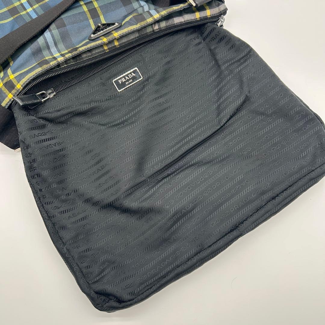 プラダ ショルダーバッグ タータンチェック ナイロン グリーン VA0220