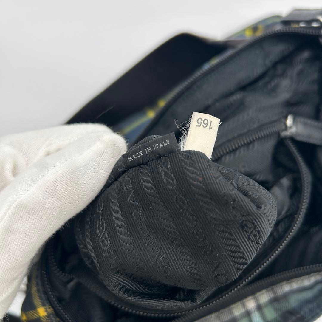 プラダ ショルダーバッグ タータンチェック ナイロン グリーン VA0220