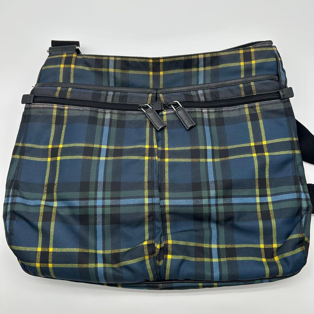 プラダ ショルダーバッグ タータンチェック ナイロン グリーン VA0220