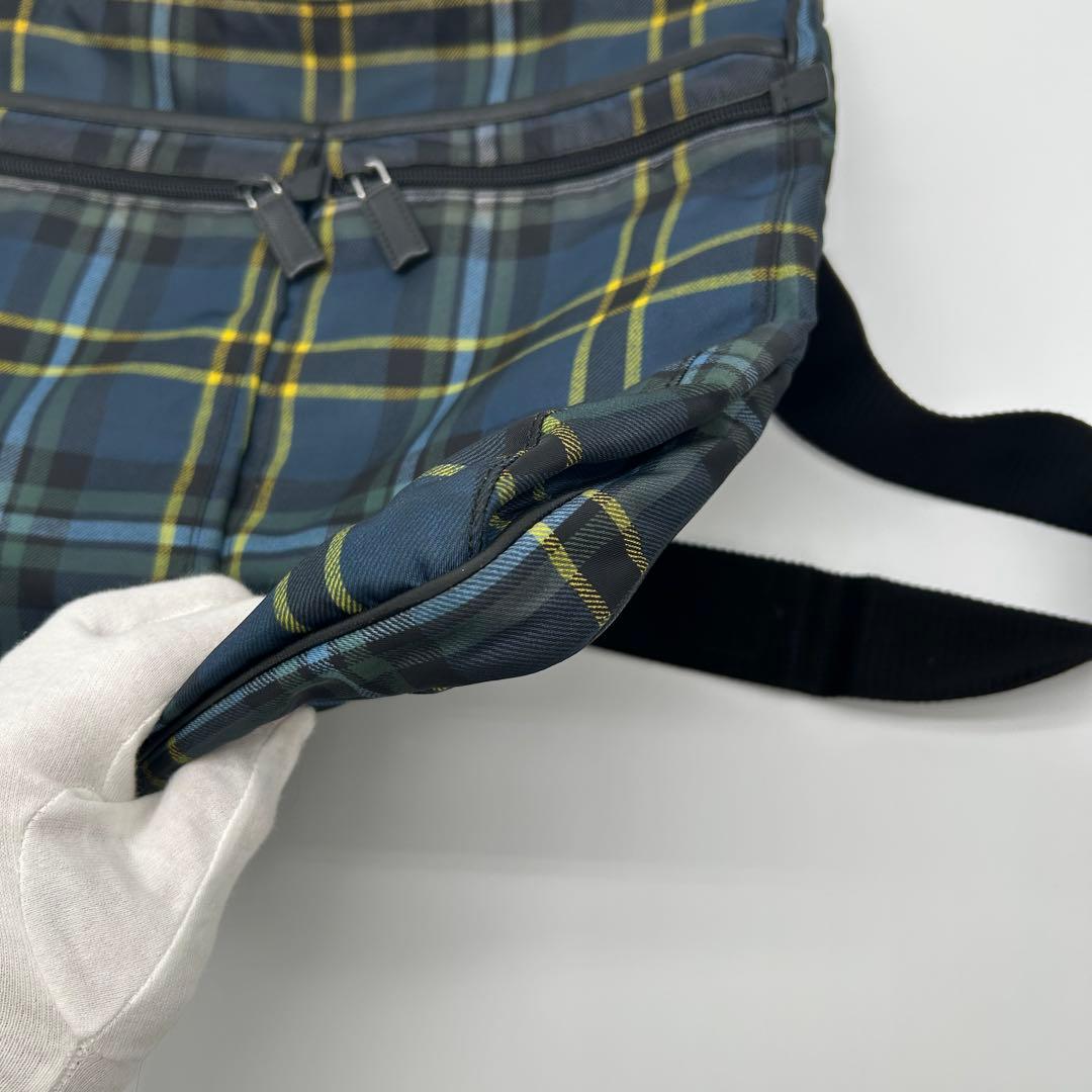 プラダ ショルダーバッグ タータンチェック ナイロン グリーン VA0220