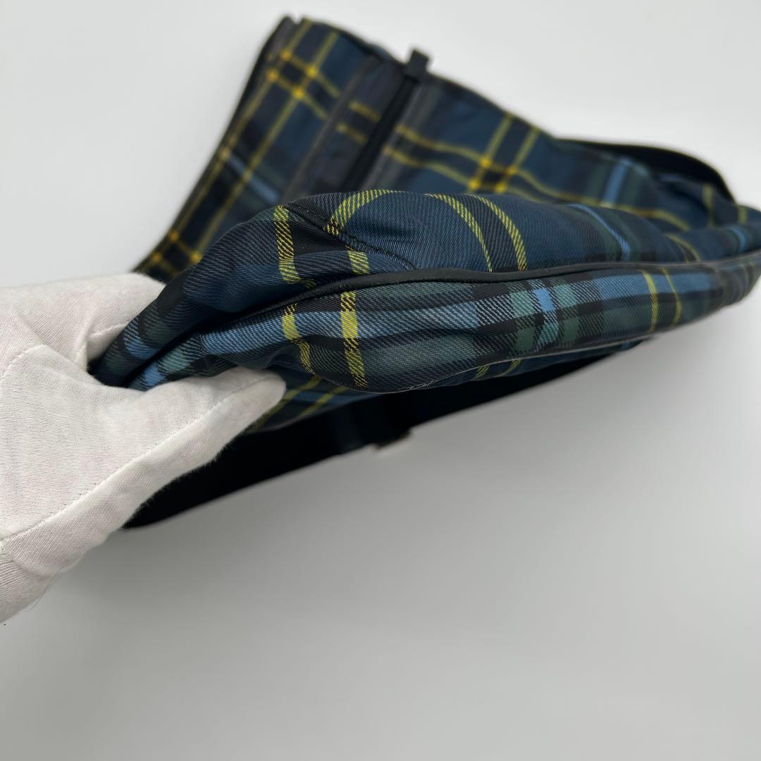 プラダ ショルダーバッグ タータンチェック ナイロン グリーン VA0220