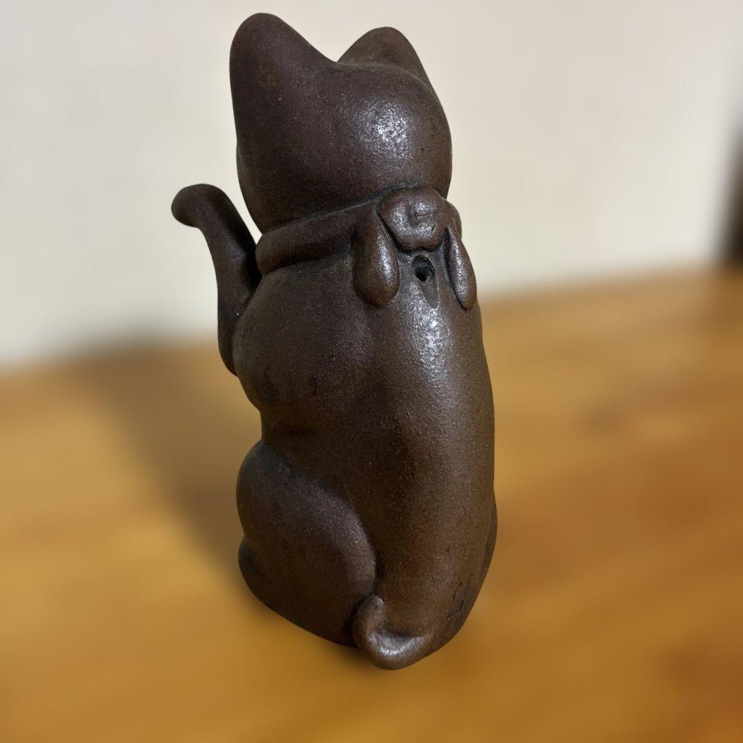 備前焼　ねこ（招き猫）　古美術