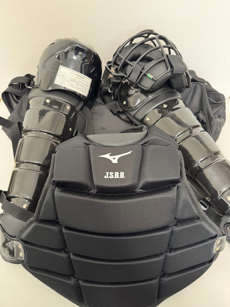 ミズノ　軟式用 キャッチャー防具セット 大人用　ブラック　Lサイズ　黒