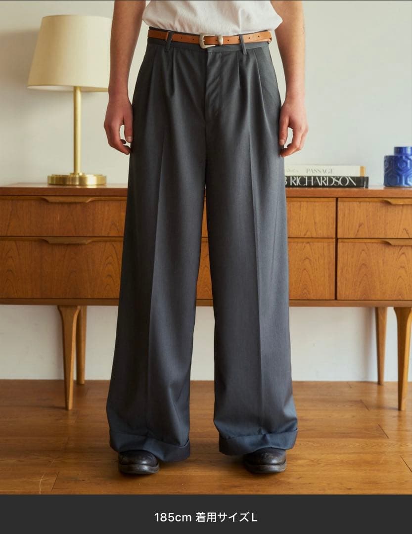 2tuck wide baggy slacks ワイドバギーフレアスラックス