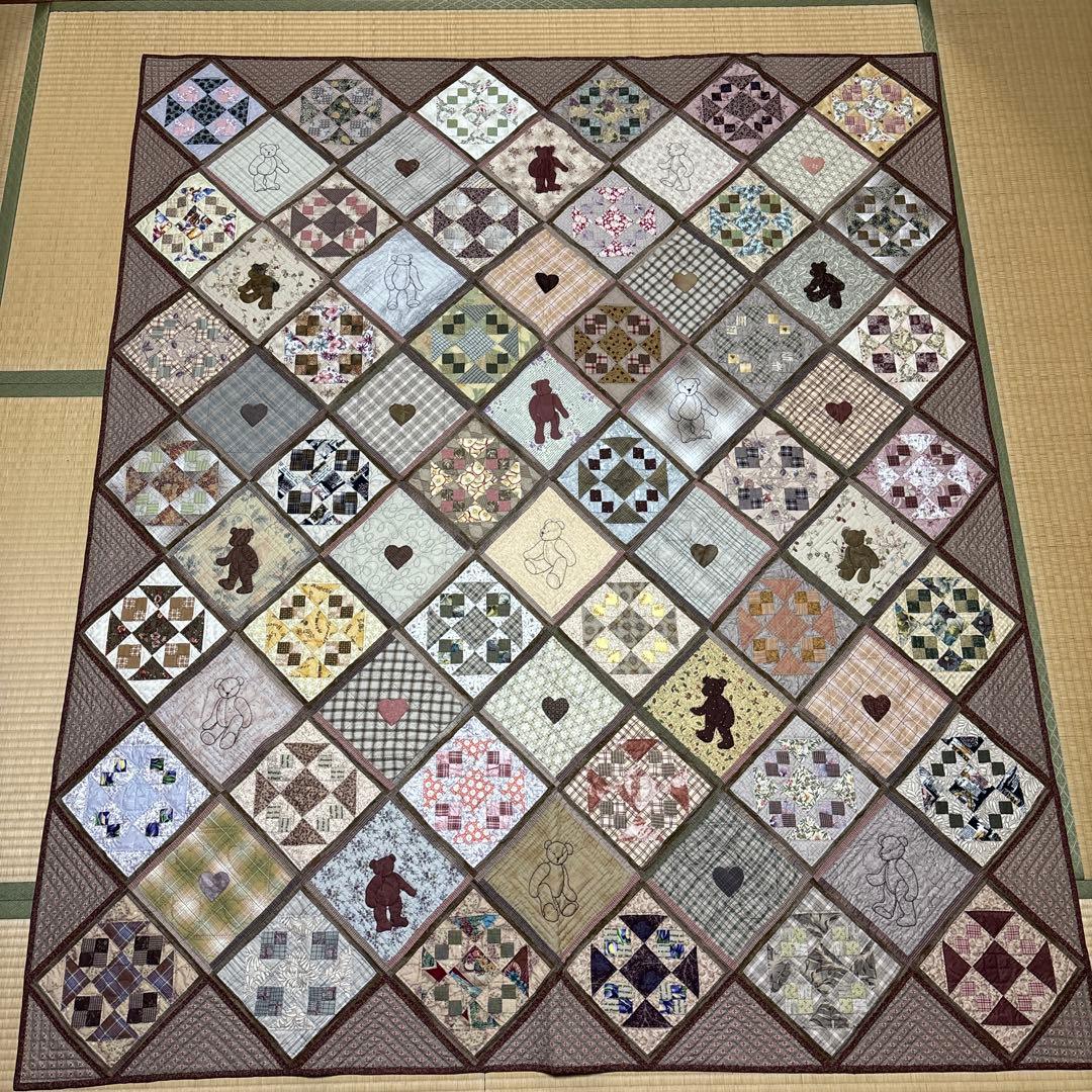 手作り大判パッチワークキルト タペストリー