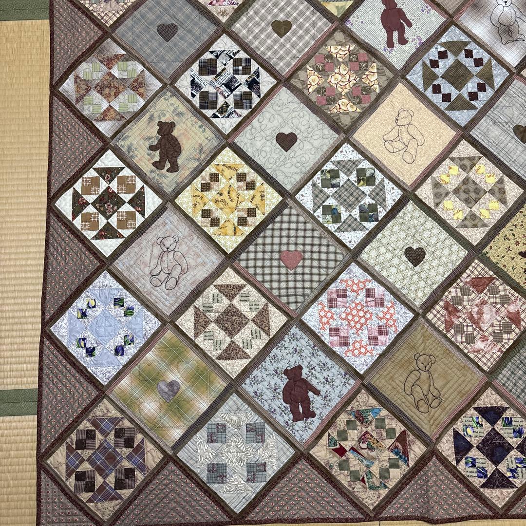 手作り大判パッチワークキルト タペストリー