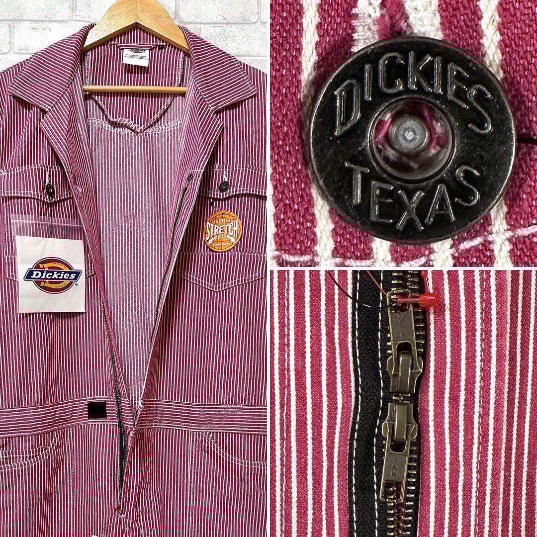 【未使用タグ付き】 Dickies ストレッチ ヒッコリーつなぎ オールインワン