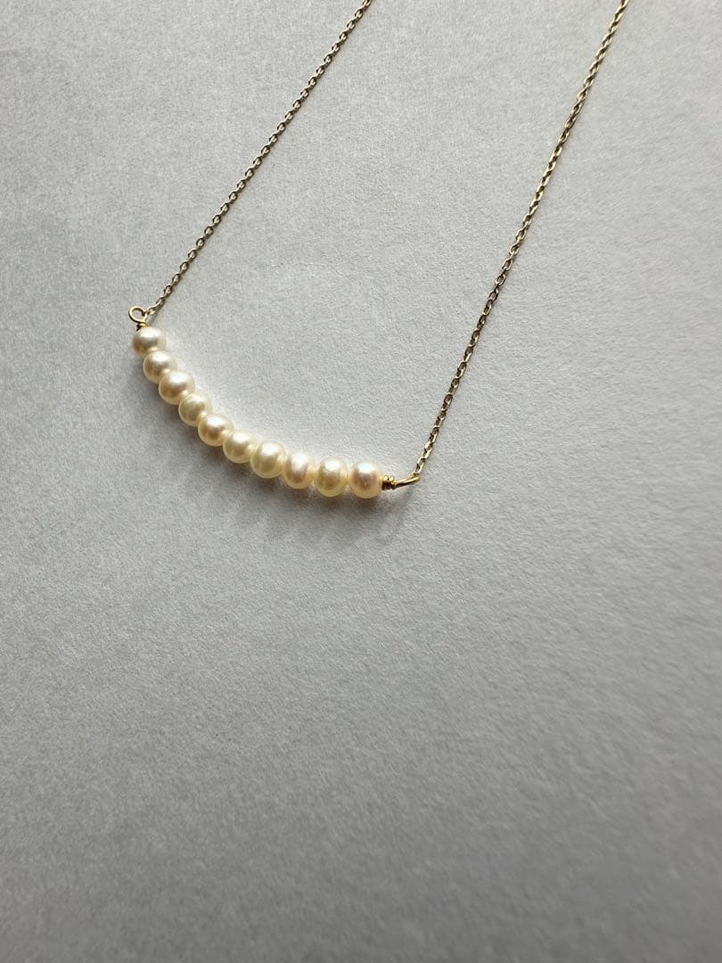 【日本製】K10YG 淡水パール ネックレス 40cm+3cm