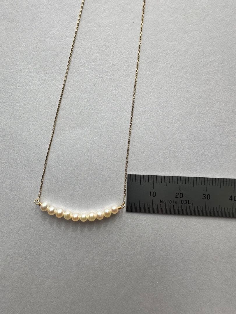 【日本製】K10YG 淡水パール ネックレス 40cm+3cm