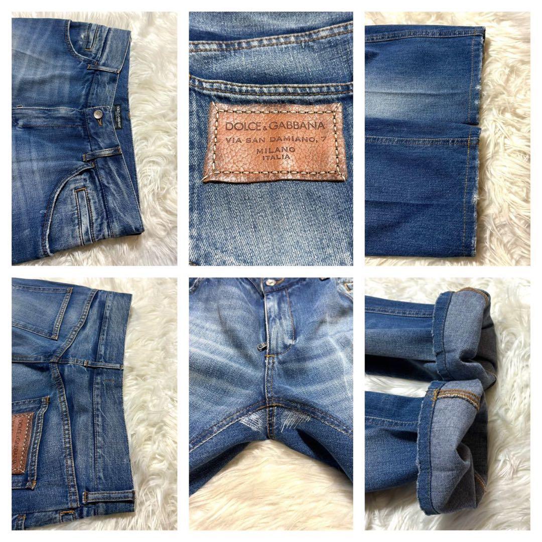 ルックブック掲載 ドルチェ&ガッバーナ レザーパッチ デニム パンツ ジーンズ