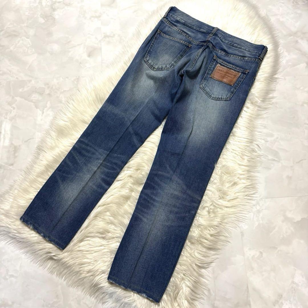 ルックブック掲載 ドルチェ&ガッバーナ レザーパッチ デニム パンツ ジーンズ