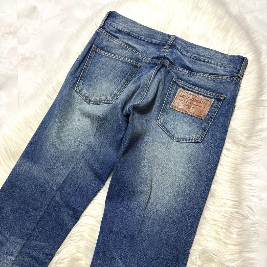 ルックブック掲載 ドルチェ&ガッバーナ レザーパッチ デニム パンツ ジーンズ