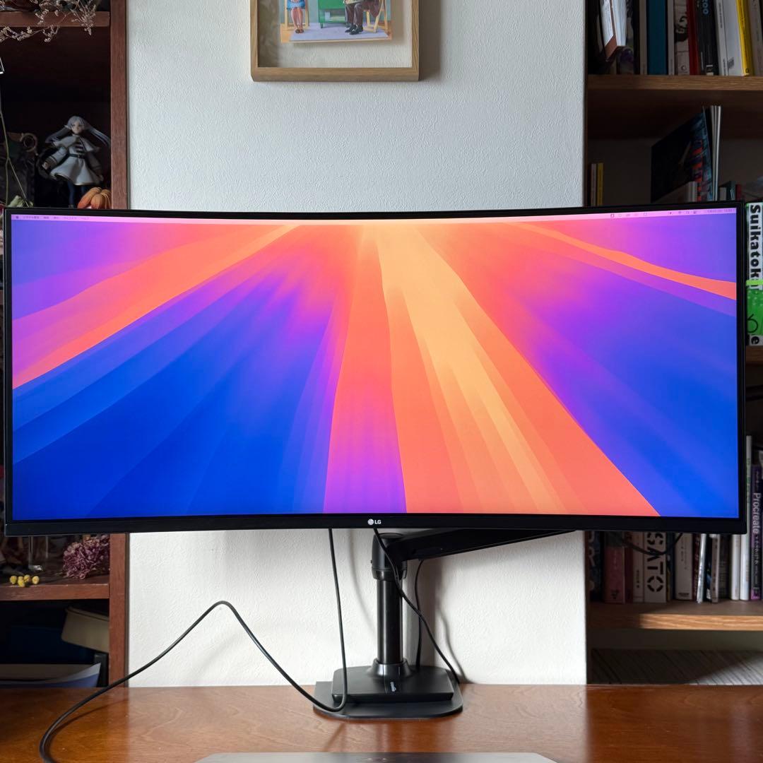 LG 曲面モニター 35WN75C-B ディスプレイ（モニターアーム付き）