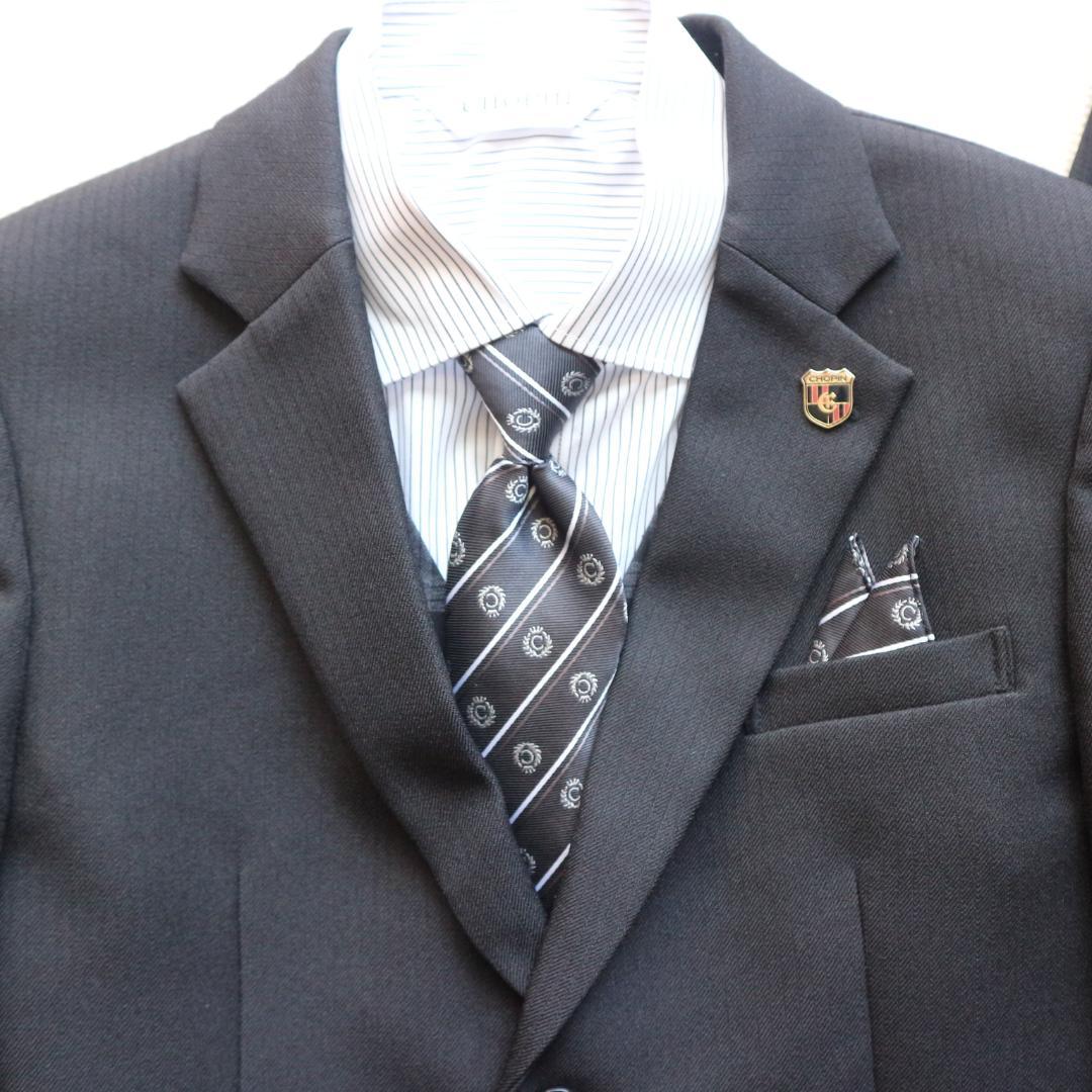 新品同様 ショパン 160cm 男の子 黒 ベスト付 セレモニースーツ上下セット