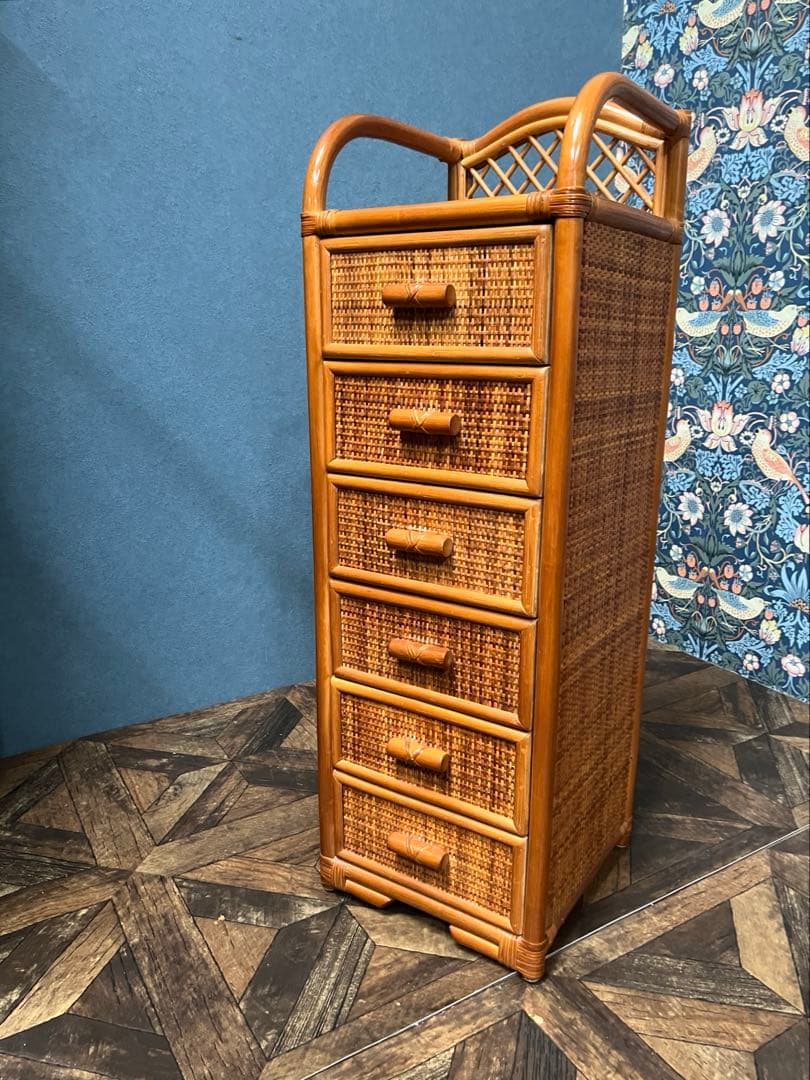 ラタン 籐 チェスト 箪笥 小物入れ 昭和レトロ 引き出し インテリア