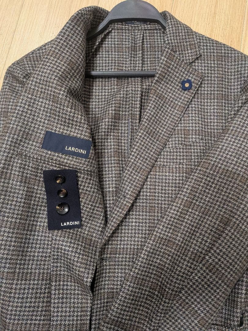 LARDINI ラルディーニ テーラード ジャケット 千鳥 ブートニエール 52