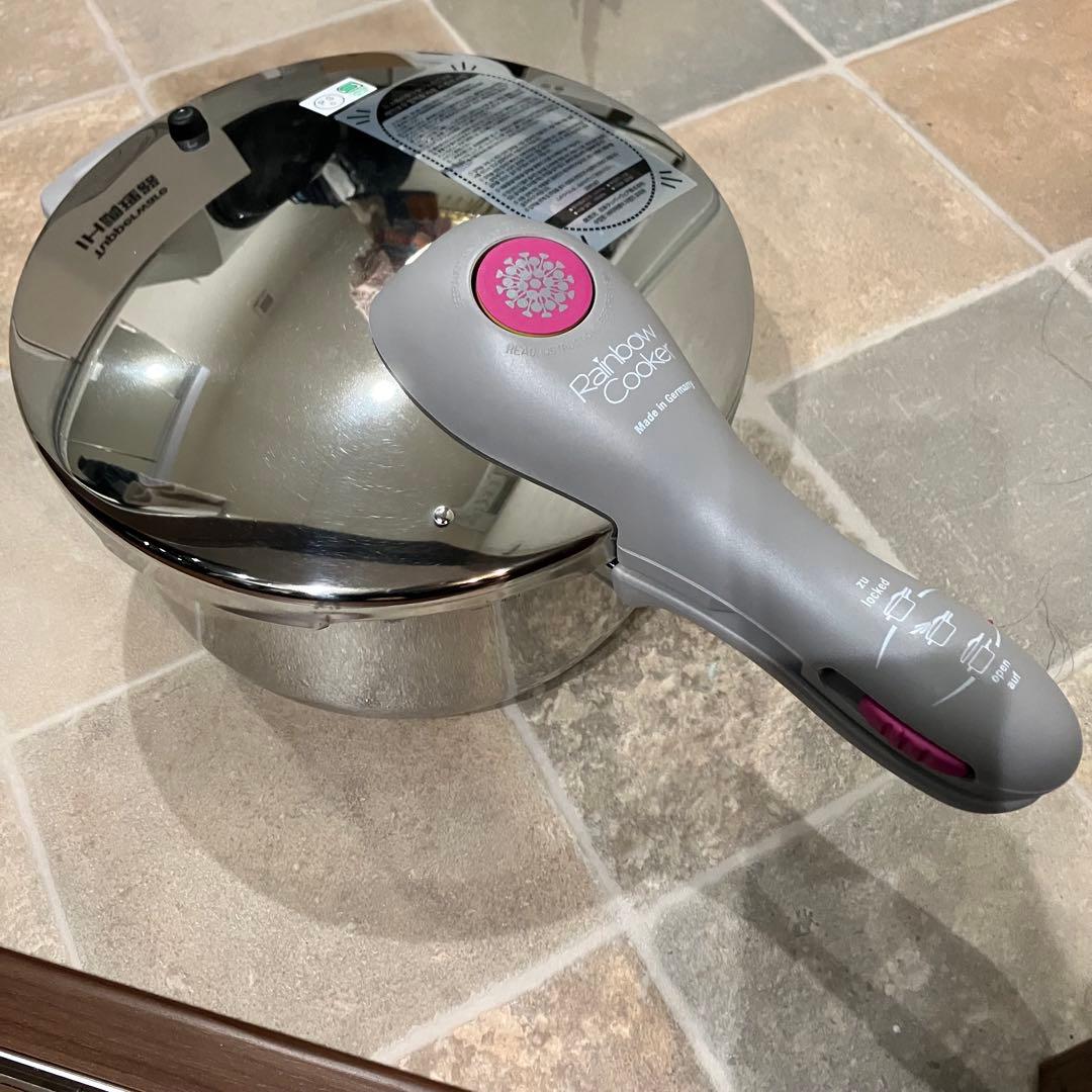 【新品未使用】レインボークッカー圧力鍋4.5ℓ すのこ フタ レシピ付