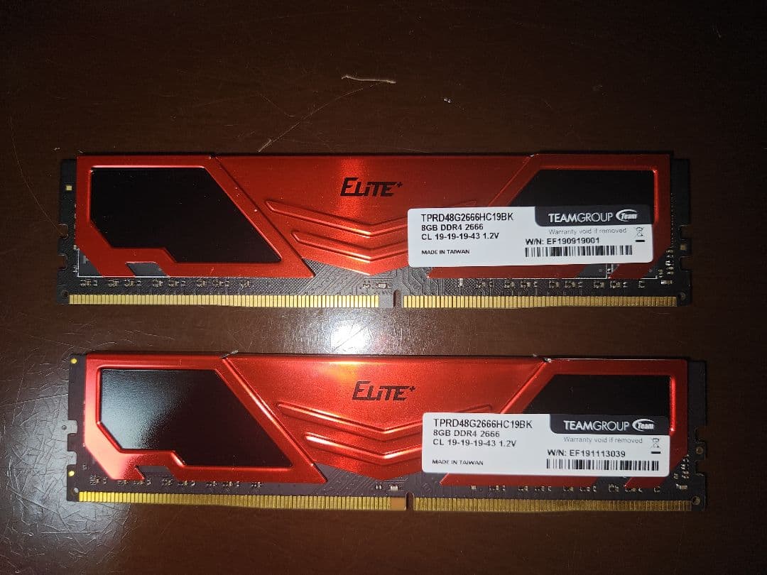 TEAMGROUP DDR4 16GB（2x8GB） 2666MHz 動作未確認
