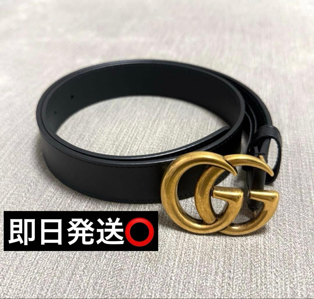 【超美品】GUCCI ベルト スリムベルト ダブルG ベルトGG
