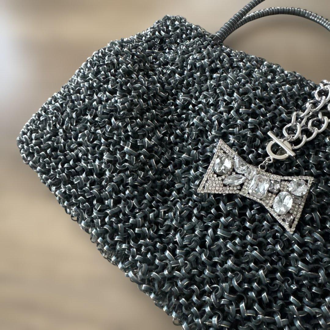 アンテプリマ　ワイヤーバッグスクエアリボンチャーム付き