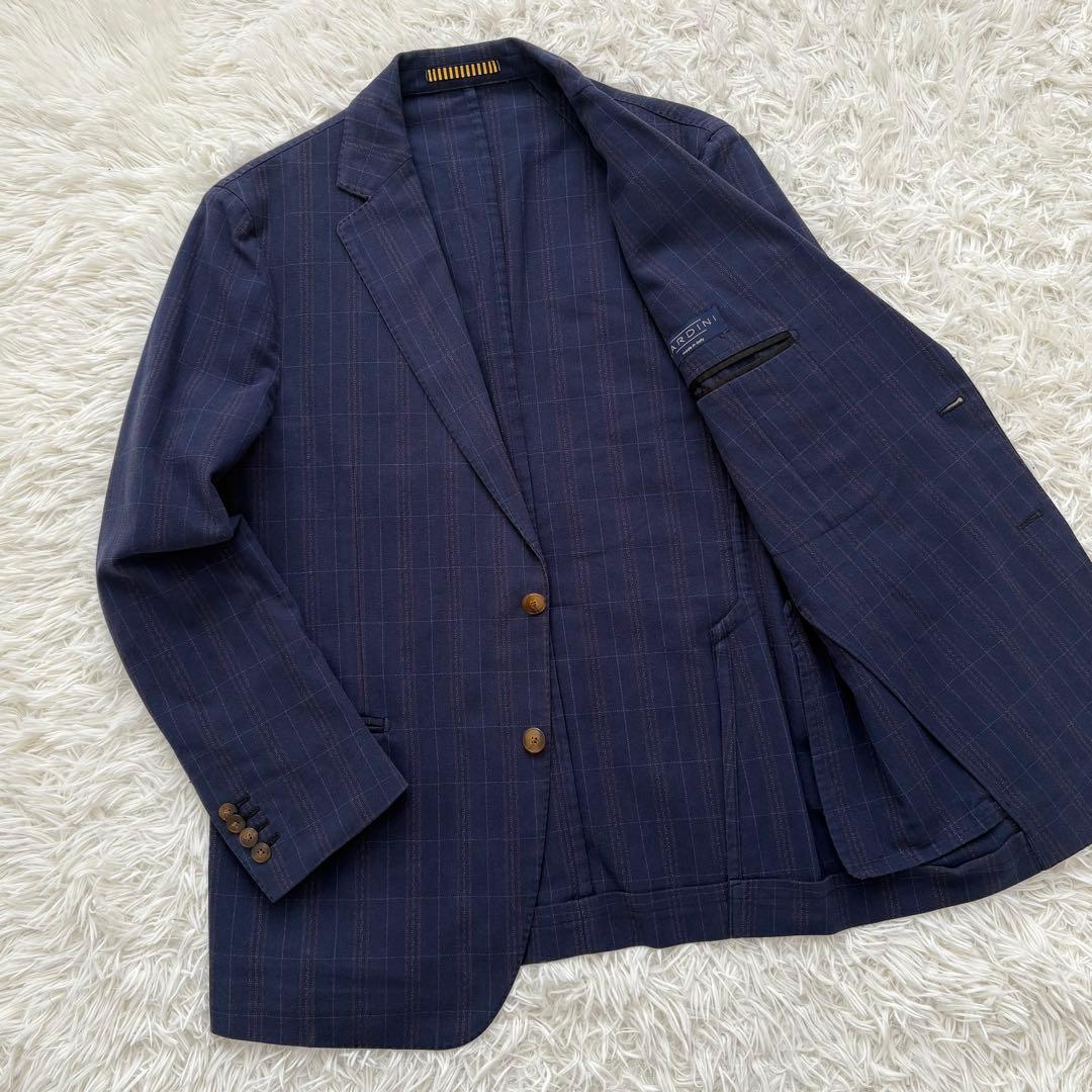 LARDINI ラルディーニ ジャケット 52 ネイビー チェック イタリア製