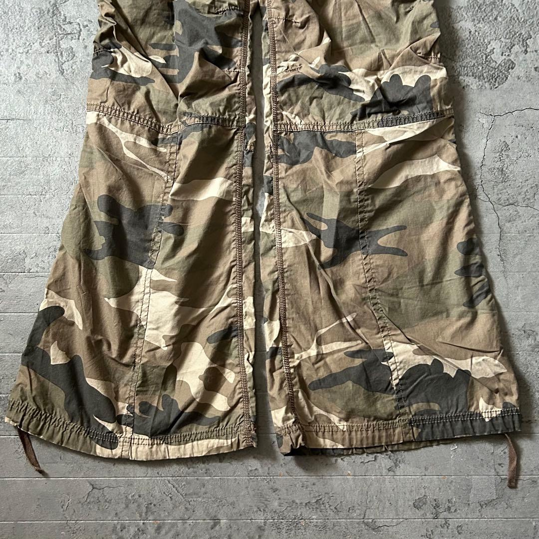 00s Y2K GOA ゴア 迷彩 パラシュートパンツ カーゴ サスペンダー