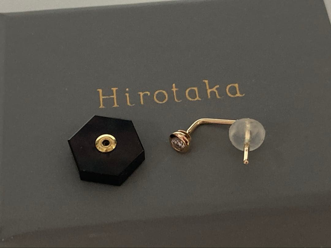 美品　hirotaka ヒロタカ　ダイヤモンド　オニキス　ピアス　片耳　k10