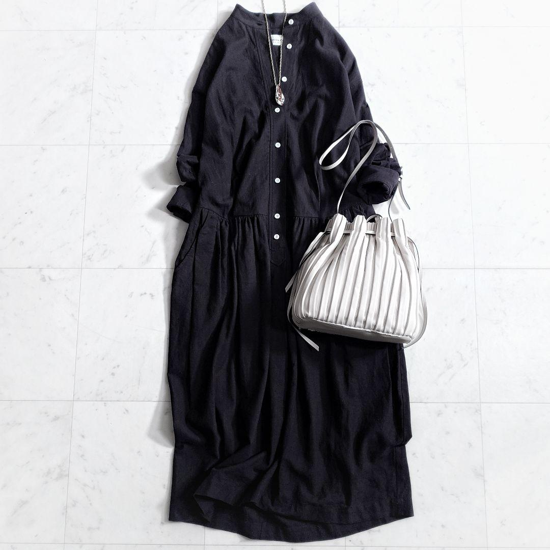 美品✨定価3.5万 ザシンゾーン バンドカラー リネン ロングシャツワンピース