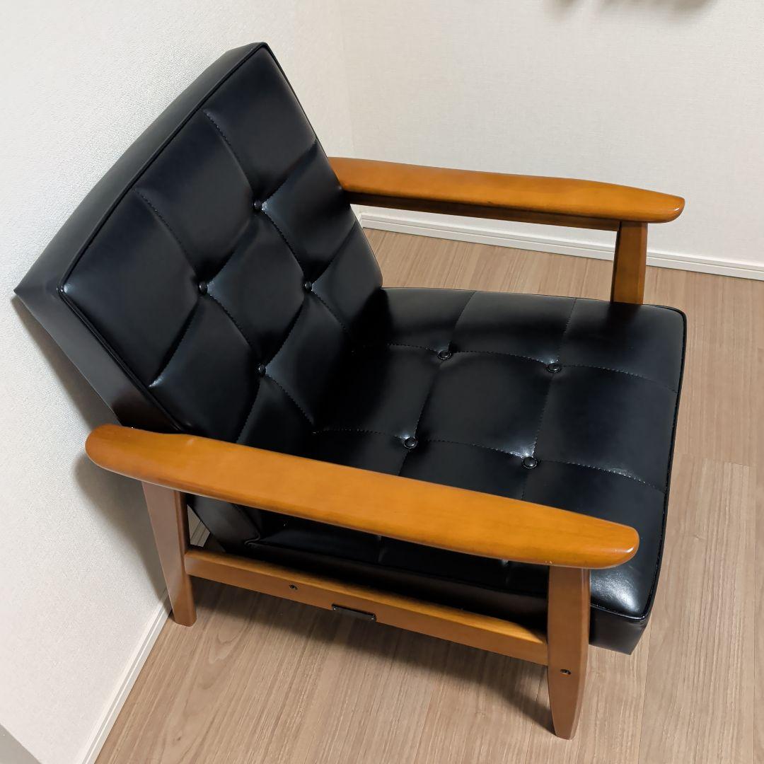 ※送料込み※美品【カリモク60】 Kチェア ソファ 1人掛け ブラック 合成皮革
