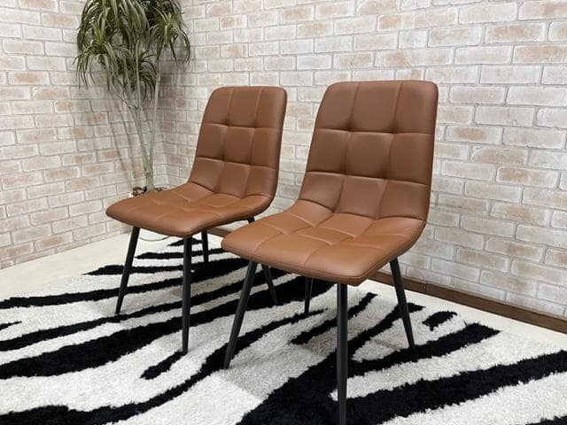 ダイニングチェア　２脚セット　ブラウン　新品