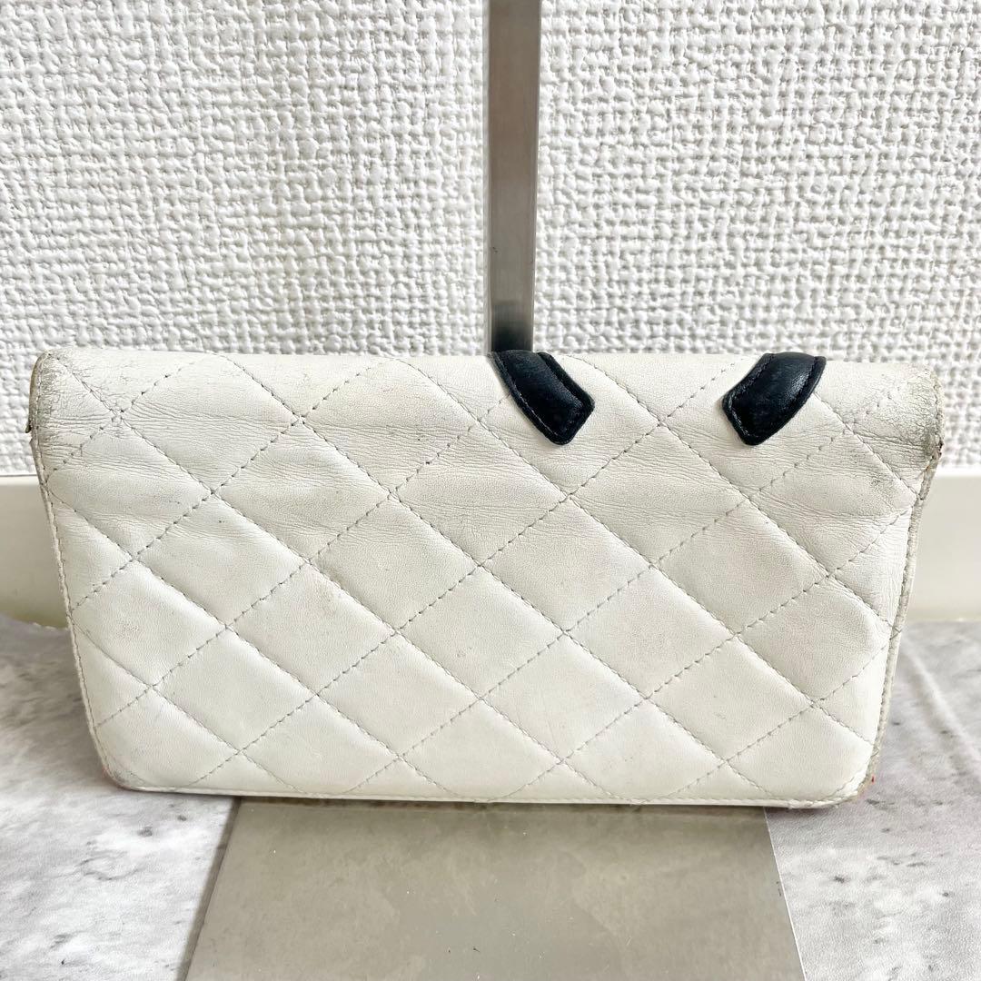 CHANEL カンボンライン 二つ折り 長財布 ココマーク ホワイト 白 希少