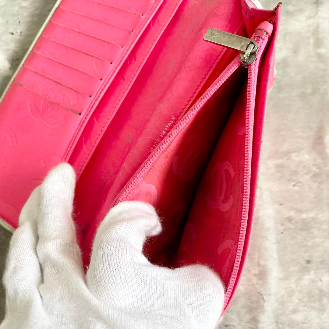 CHANEL カンボンライン 二つ折り 長財布 ココマーク ホワイト 白 希少