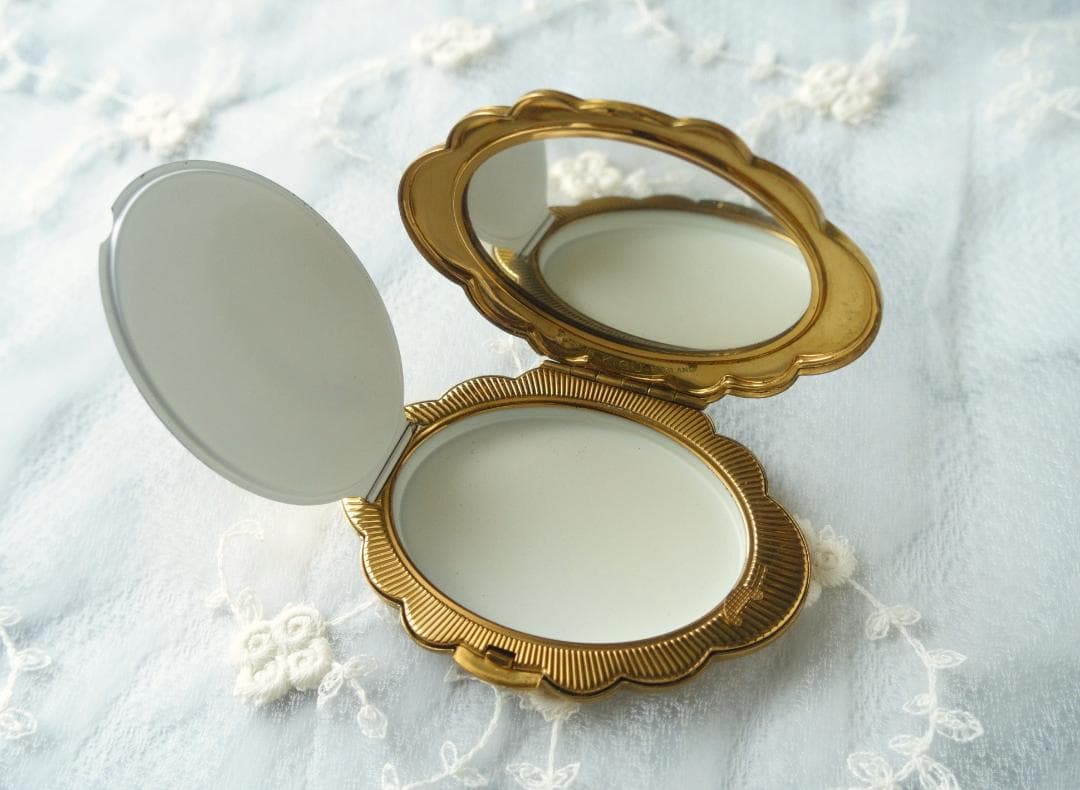 1950 KIGU 英国ヴィンテージ すみれの描かれたコンパクトミラー