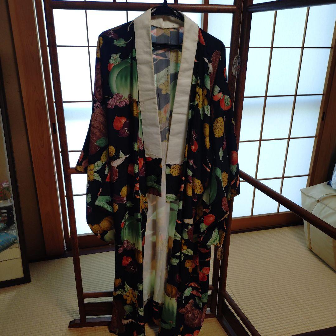 岡重　正絹長襦袢　野菜柄