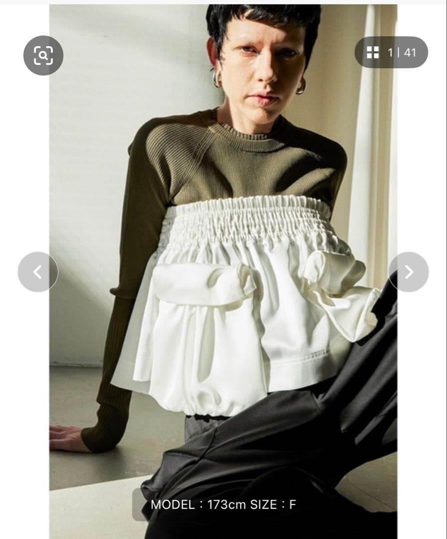 OMMO GATHER POCKET BARE TOP ブラック