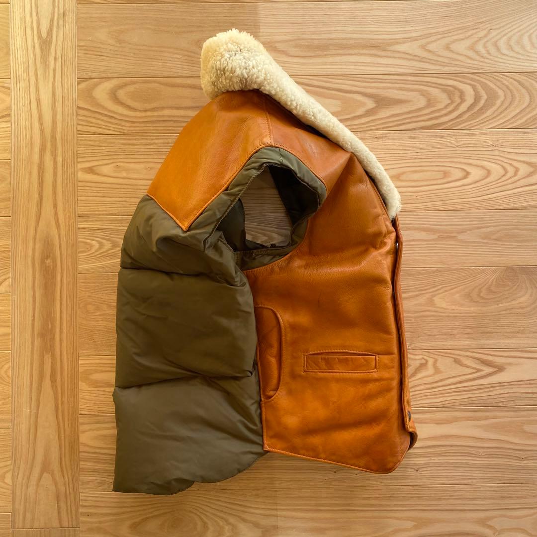 70s Schott ショット ダウンベスト 40 USA製 レザーヨーク ボア