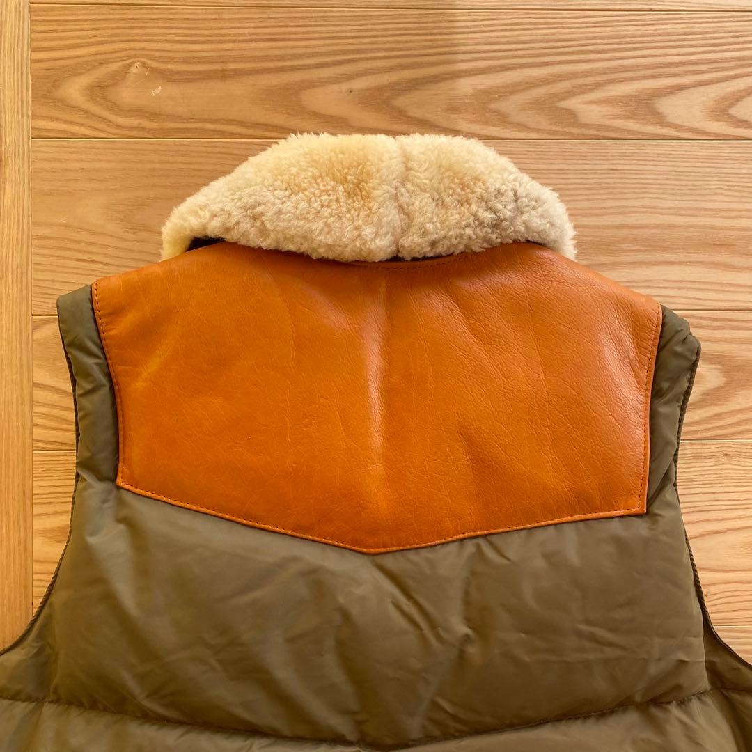 70s Schott ショット ダウンベスト 40 USA製 レザーヨーク ボア