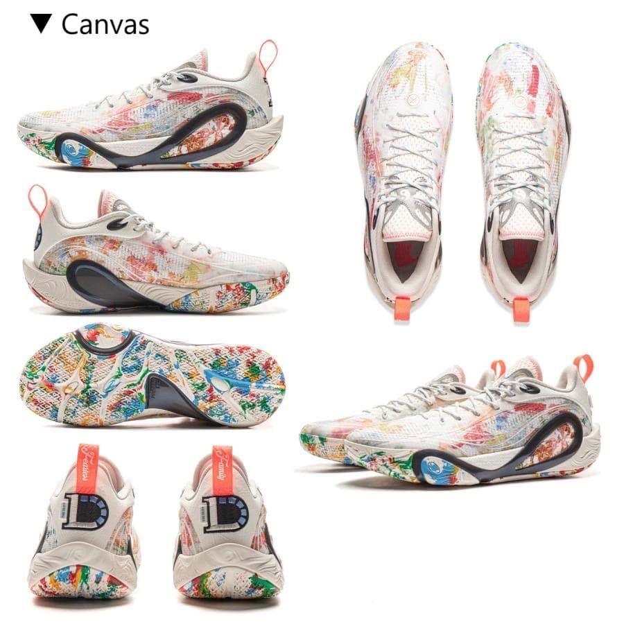 バスケットボールシューズ ホワイト/マルチカラー キャンバス