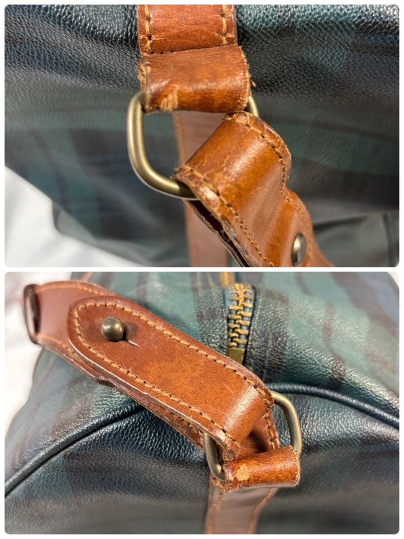 ポロ　ラルフローレン　ボストンバッグ　 2way チェック　PVC レザー　底鋲