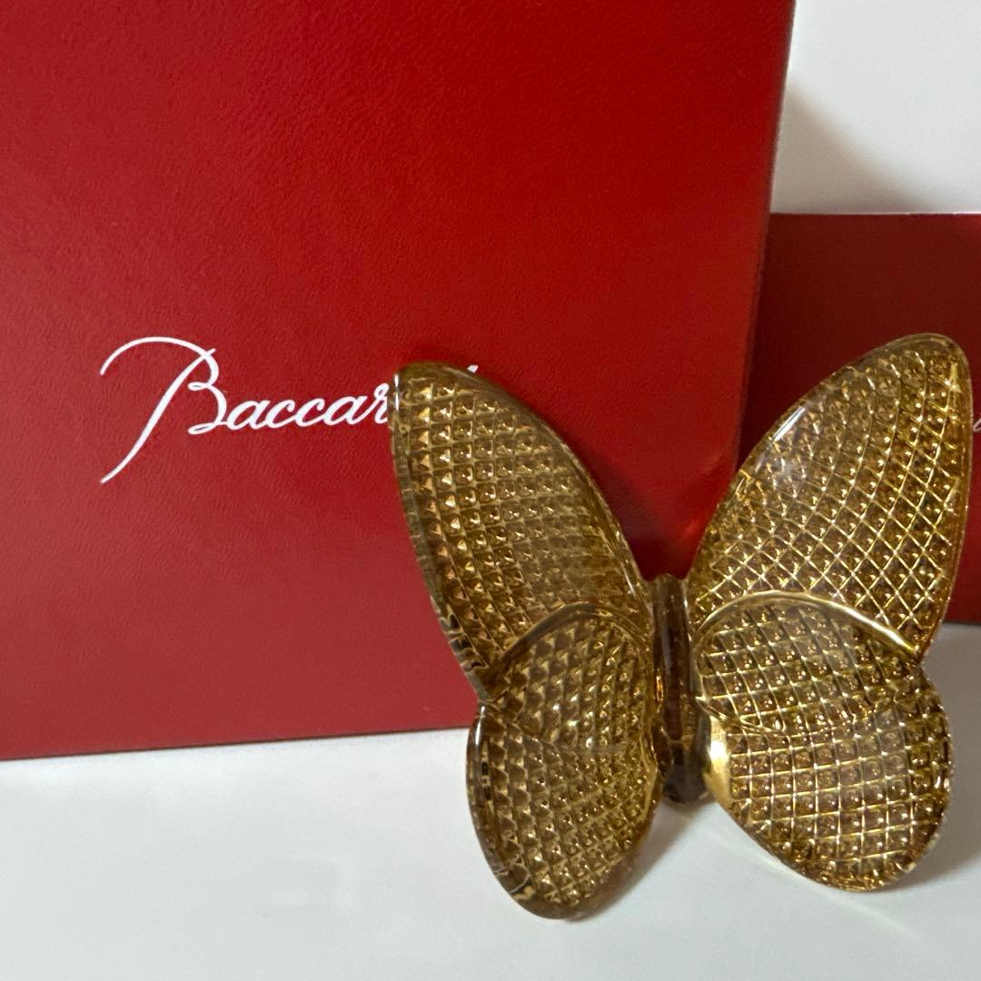 Baccarat ゴールドクリスタル 蝶 置物
