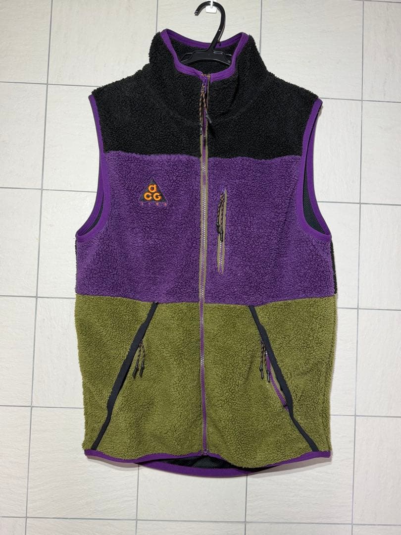 NIKE ACG フリースベスト 紫/緑/黒