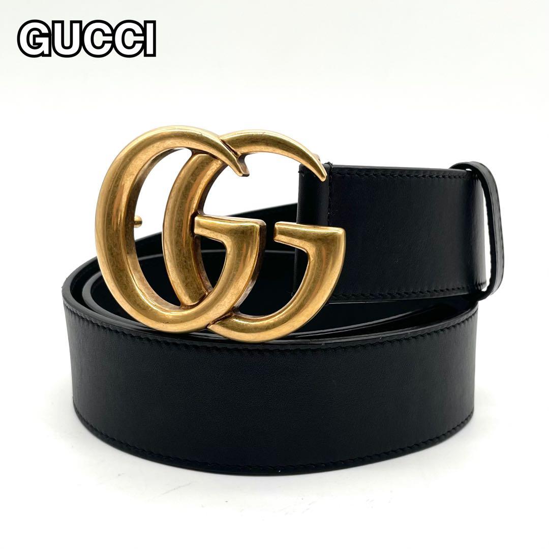 未使用級✨グッチ ベルト GGマーモント レザー ブラック 75 30