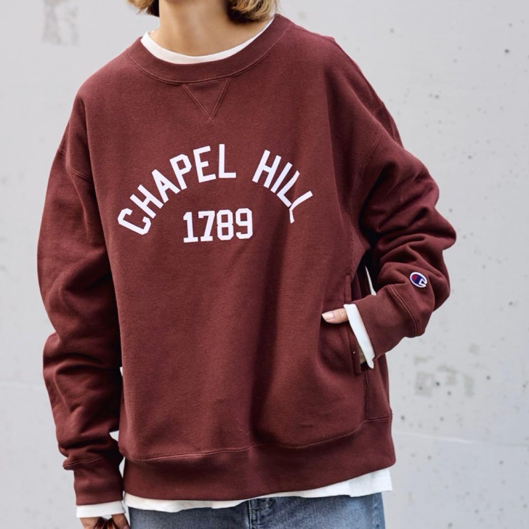 Champion 別注リバースウィーブ ロゴスウェットポケットプルオーバー