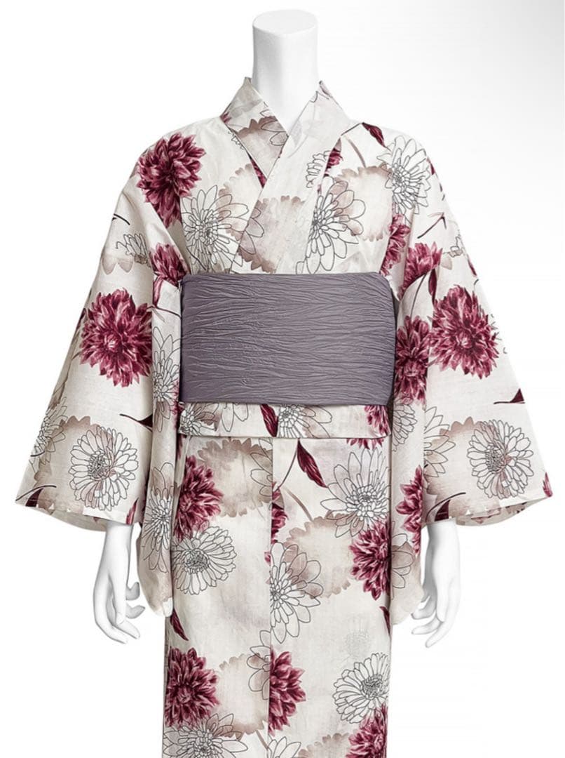 GRL ダリア柄浴衣セット 蝶々の帯飾り付き