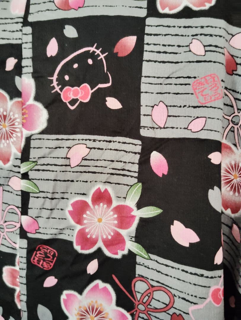 非売品ハローキティ可愛い 桜柄 浴衣帯と下駄セット