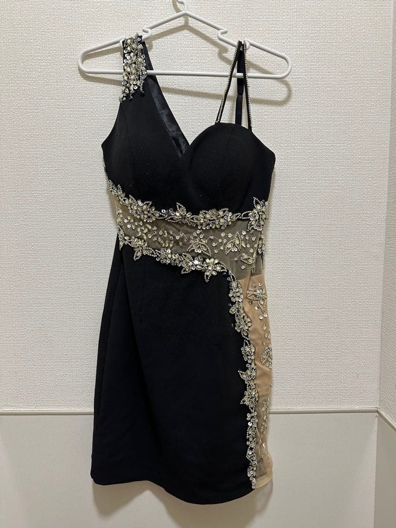 IRMA ドレス Mサイズ ブラック ビジュー ワンショル キャバドレス